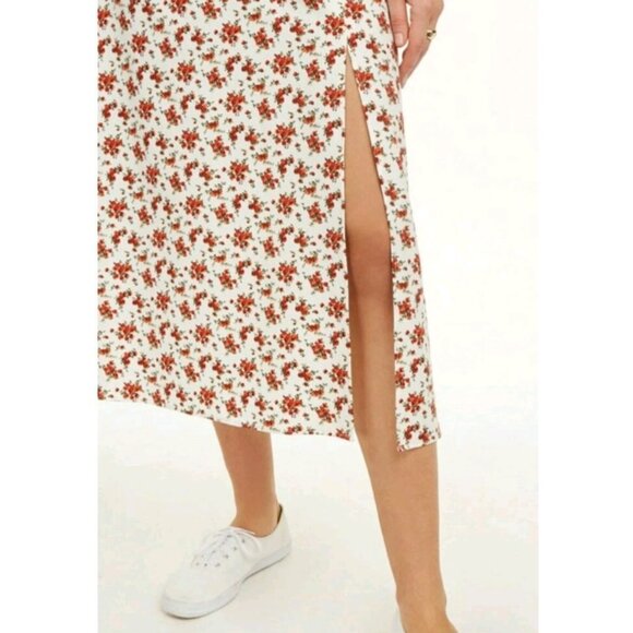 Daniel Bernstein Plus Size Skirt Size 1X Front Slit Small Rose Print Side Zip - Picture 10 of 10